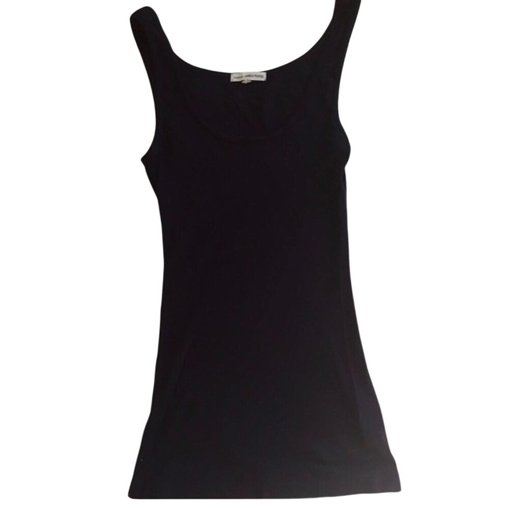 James Perse Standard Ribbed Daily Tank Black Size 1 Small Womens Scoop Neck Top